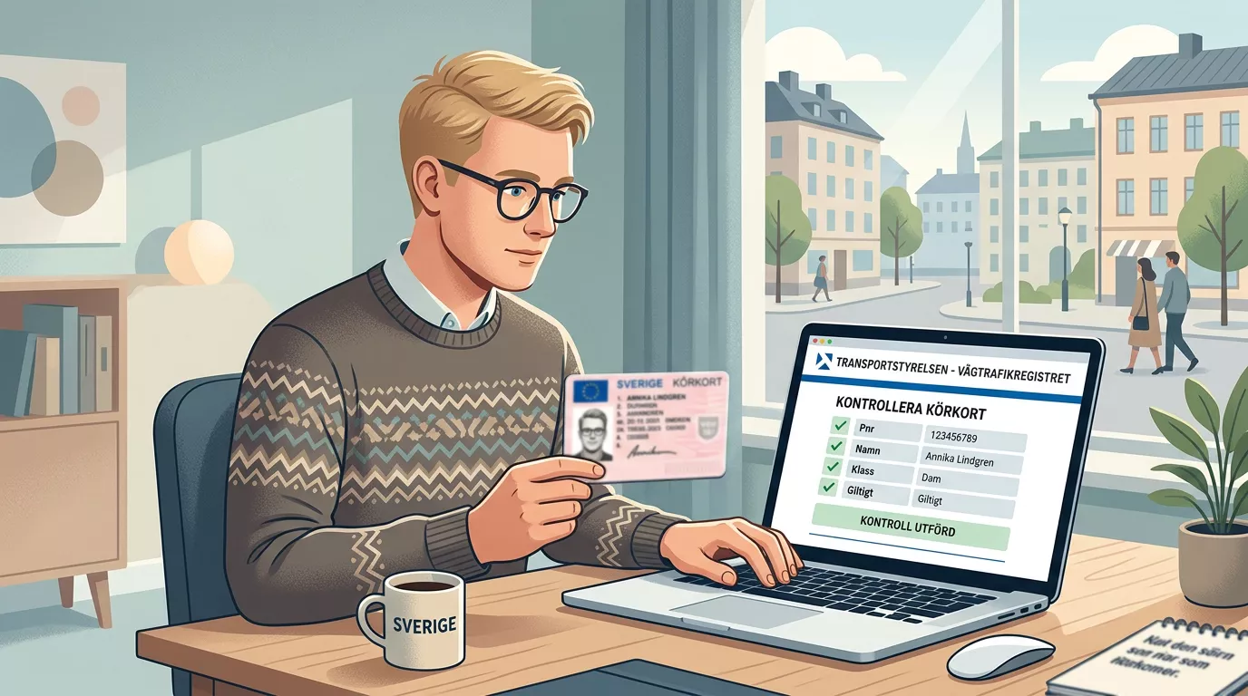 Illustration av hur licensuppgifter kontrolleras mot officiella källor